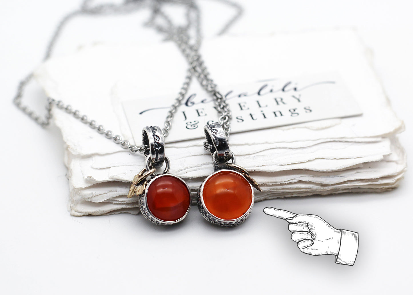 the Orangery, Mini Carnelian Orange Sterling Silver Pendant