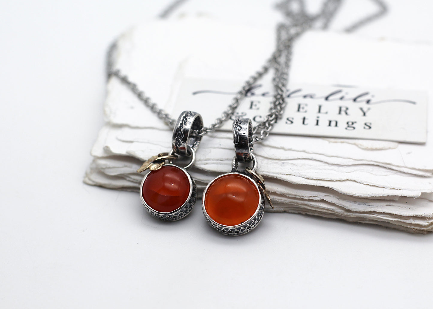 the Orangery, Mini Carnelian Orange Sterling Silver Pendant