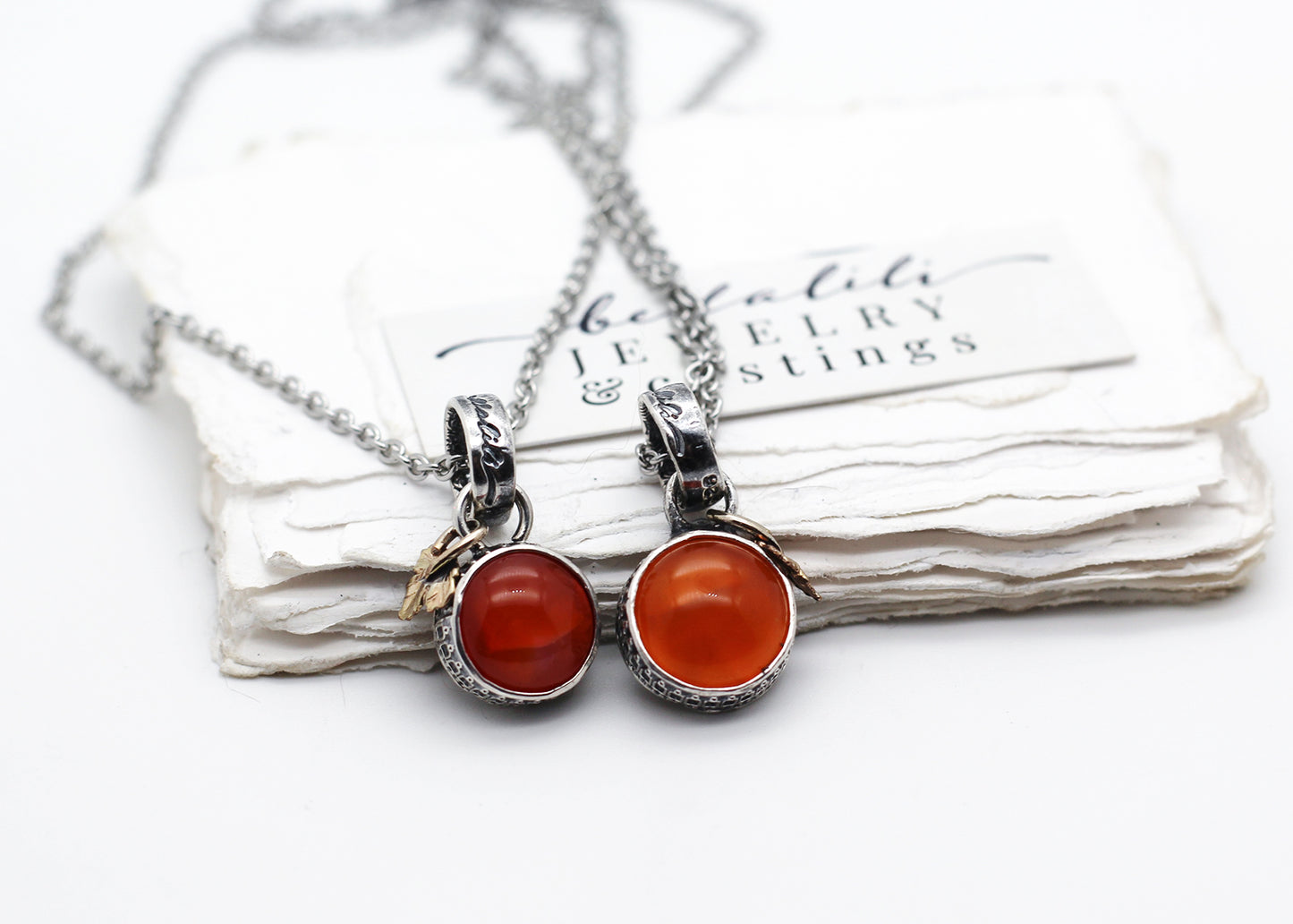 the Orangery, Mini Carnelian Orange Sterling Silver Pendant