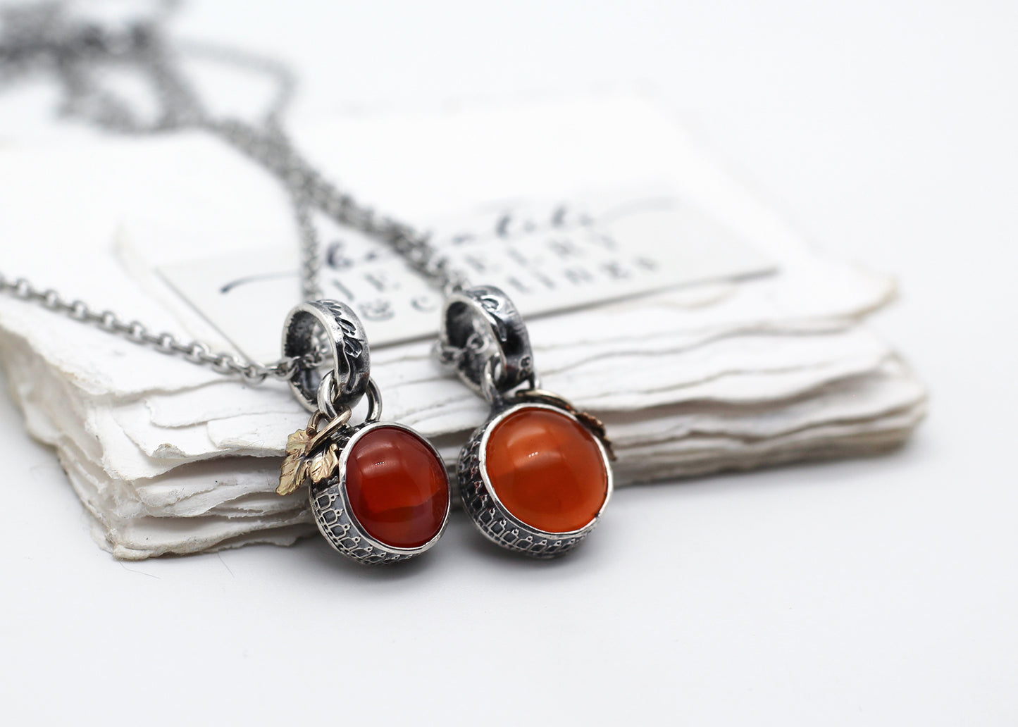 the Orangery, Mini Carnelian Orange Sterling Silver Pendant