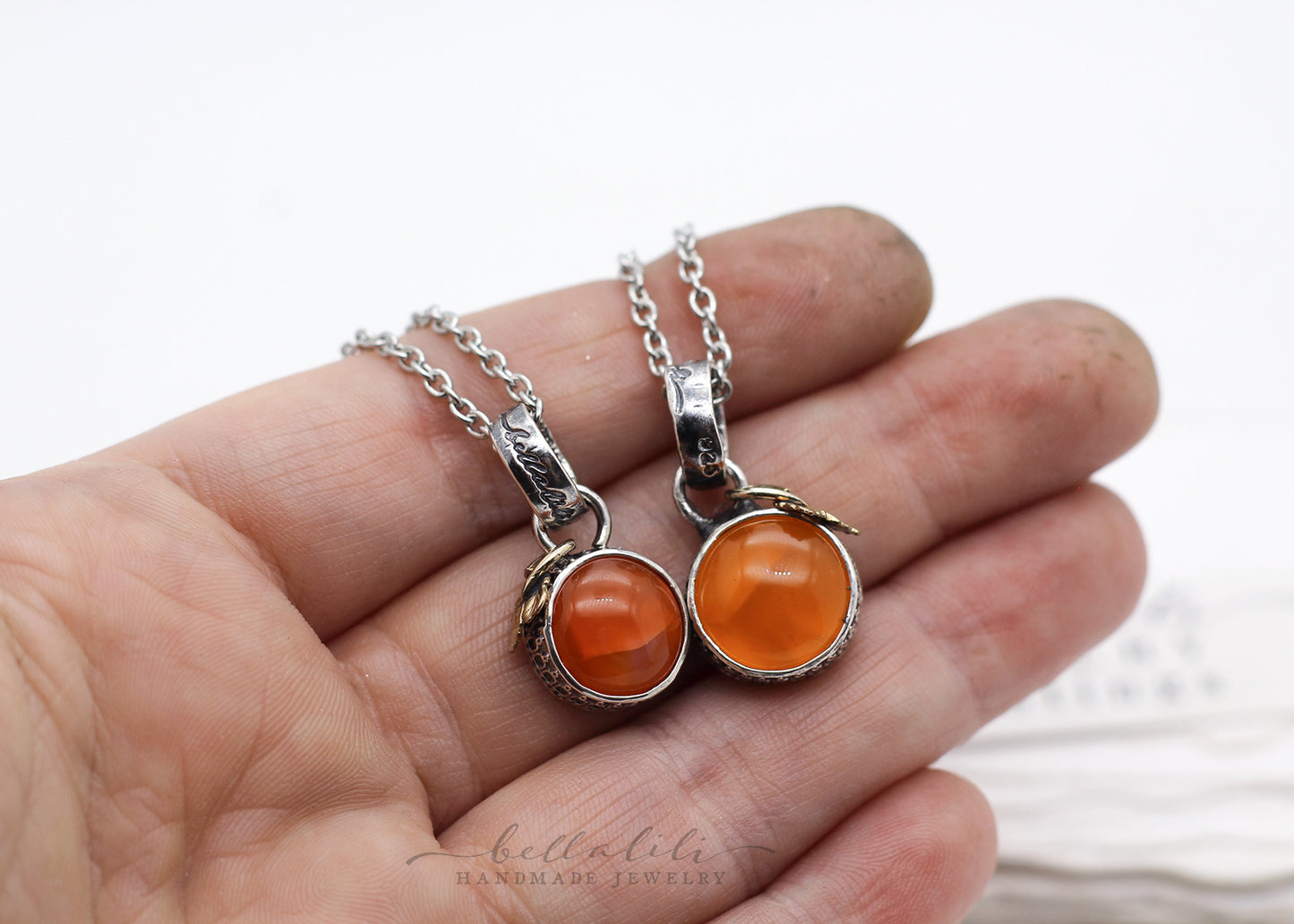 the Orangery, Mini Carnelian Orange Sterling Silver Pendant