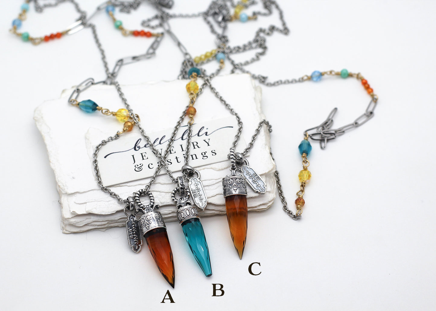 The Orangery Oracle Divination, Crystal Point Sterling Necklaces