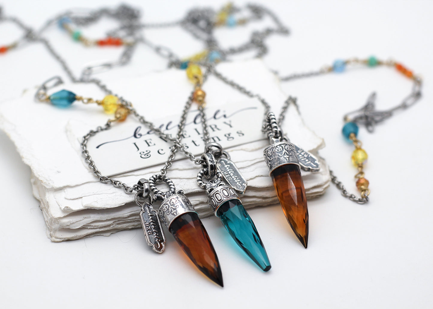 The Orangery Oracle Divination, Crystal Point Sterling Necklaces
