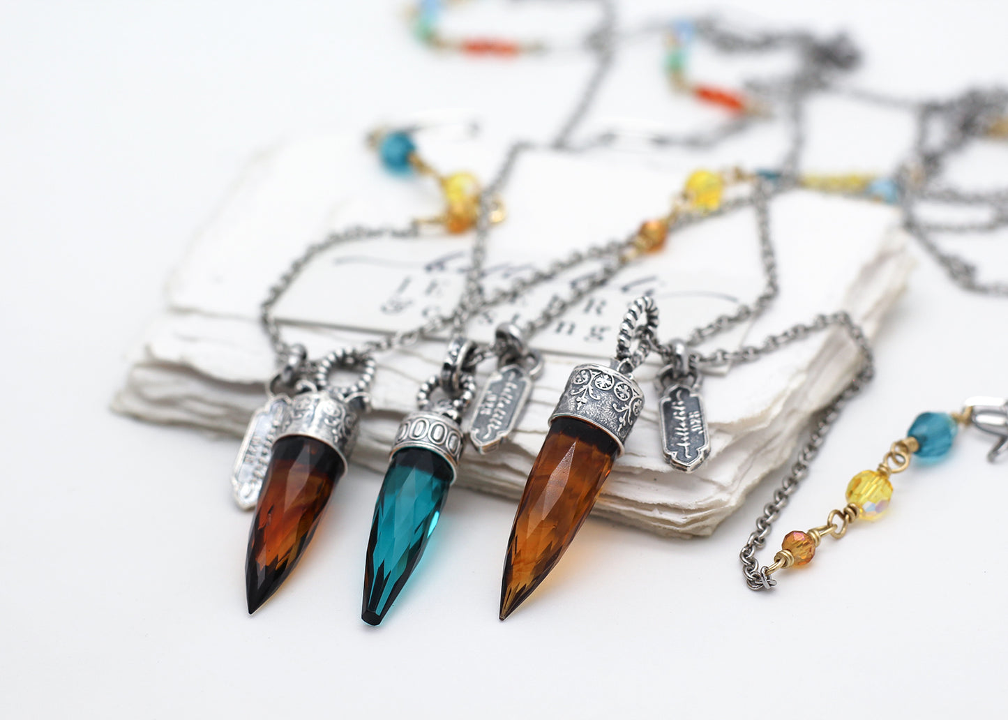 The Orangery Oracle Divination, Crystal Point Sterling Necklaces