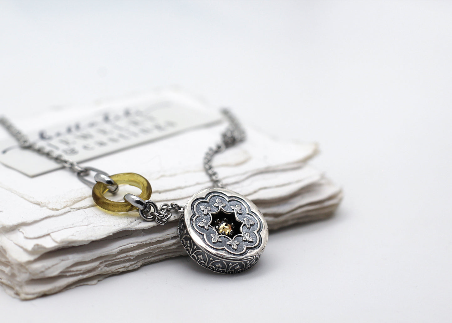 Golden Hour, Shadowbox Champagne Moissanite, Sterling Silver Necklace