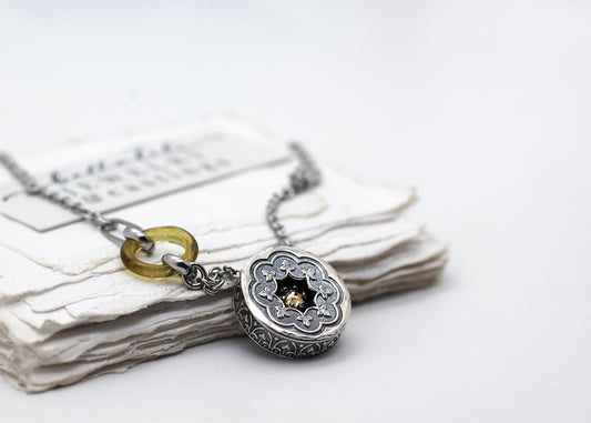 Golden Hour, Shadowbox Champagne Moissanite, Sterling Silver Necklace