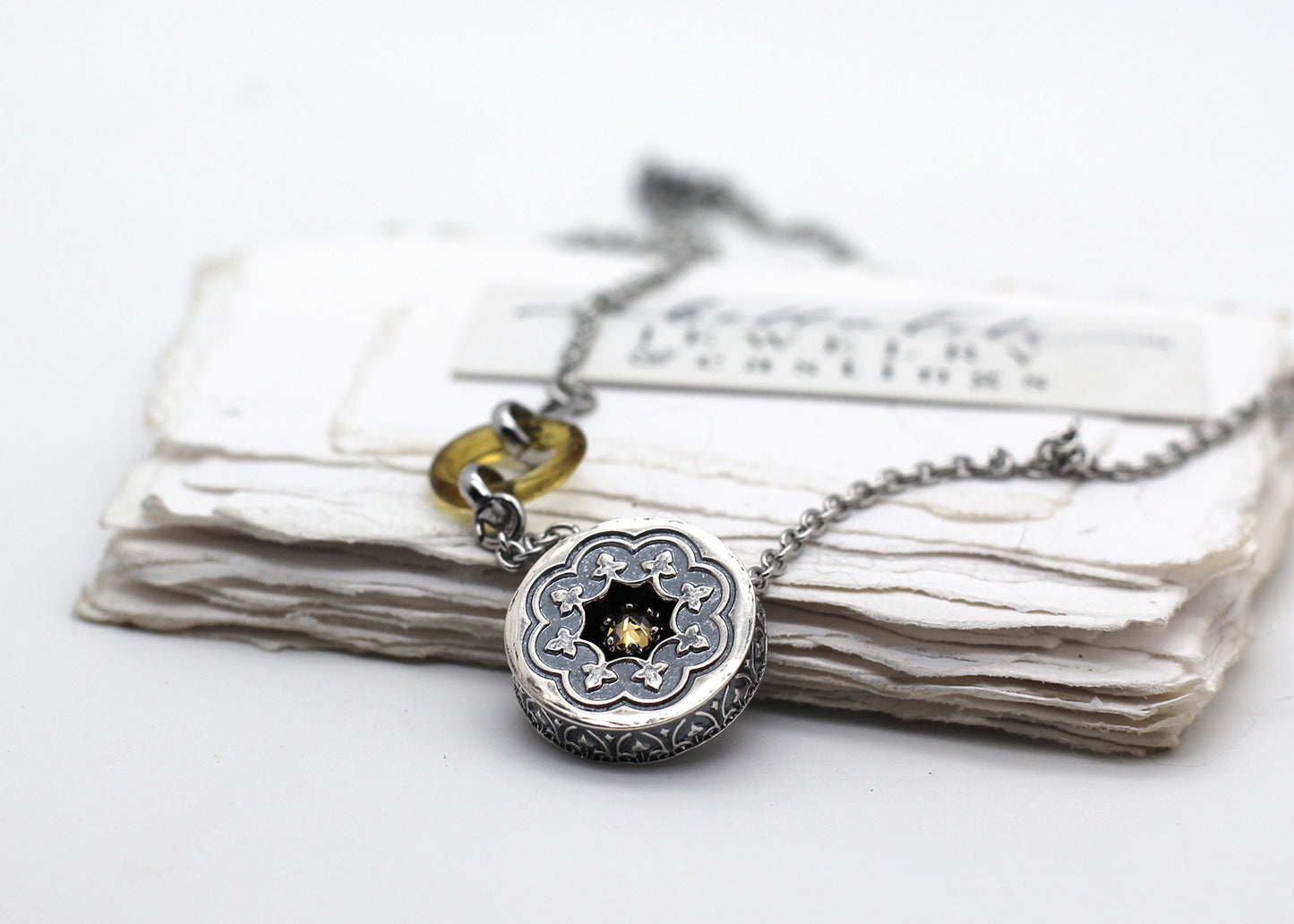 Golden Hour, Shadowbox Champagne Moissanite, Sterling Silver Necklace