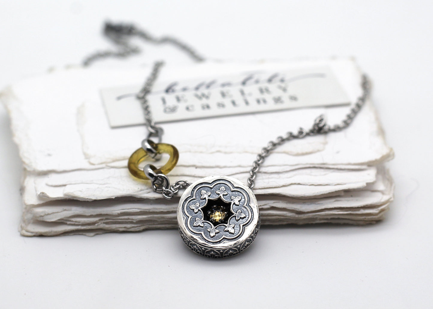 Golden Hour, Shadowbox Champagne Moissanite, Sterling Silver Necklace