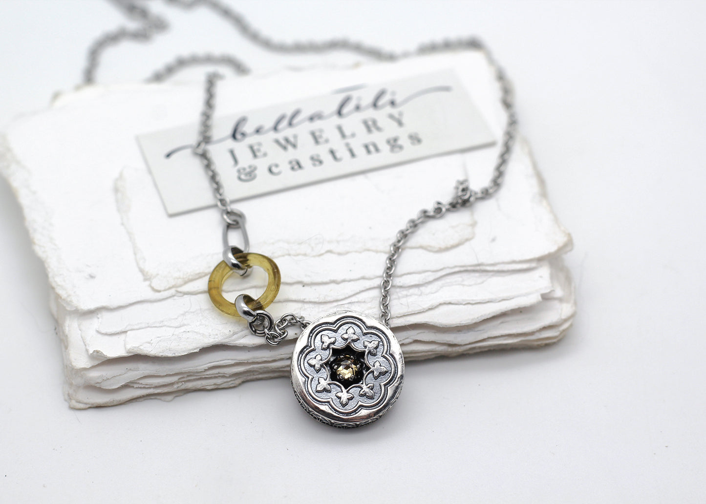 Golden Hour, Shadowbox Champagne Moissanite, Sterling Silver Necklace