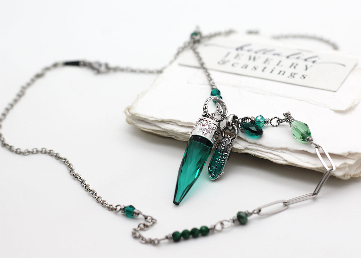 The Viridian Prelude Pendulum Necklace, 18" Sterling & Stainless