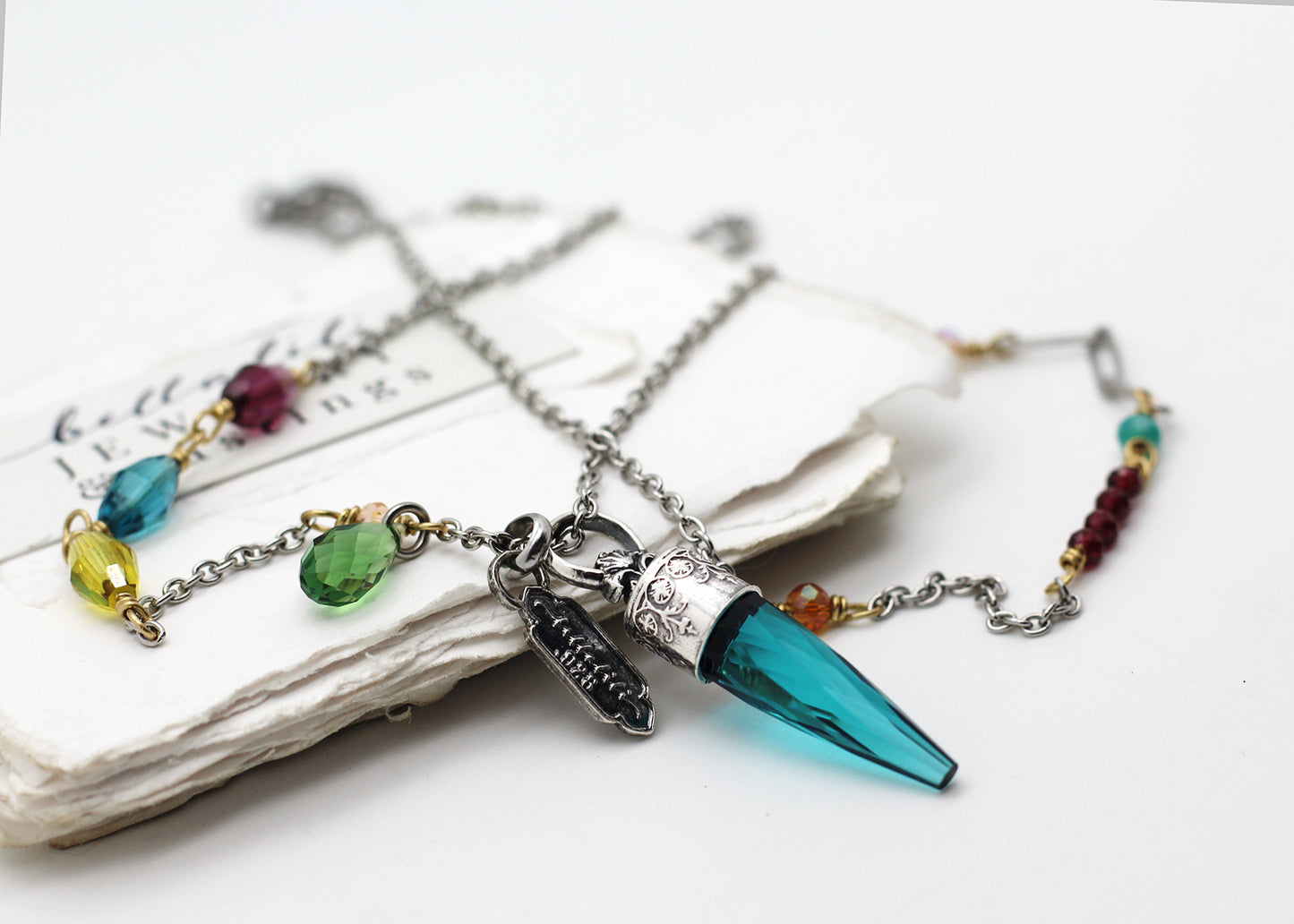 The Oracle in Blue, London Blue Crystal Point Sterling Necklace