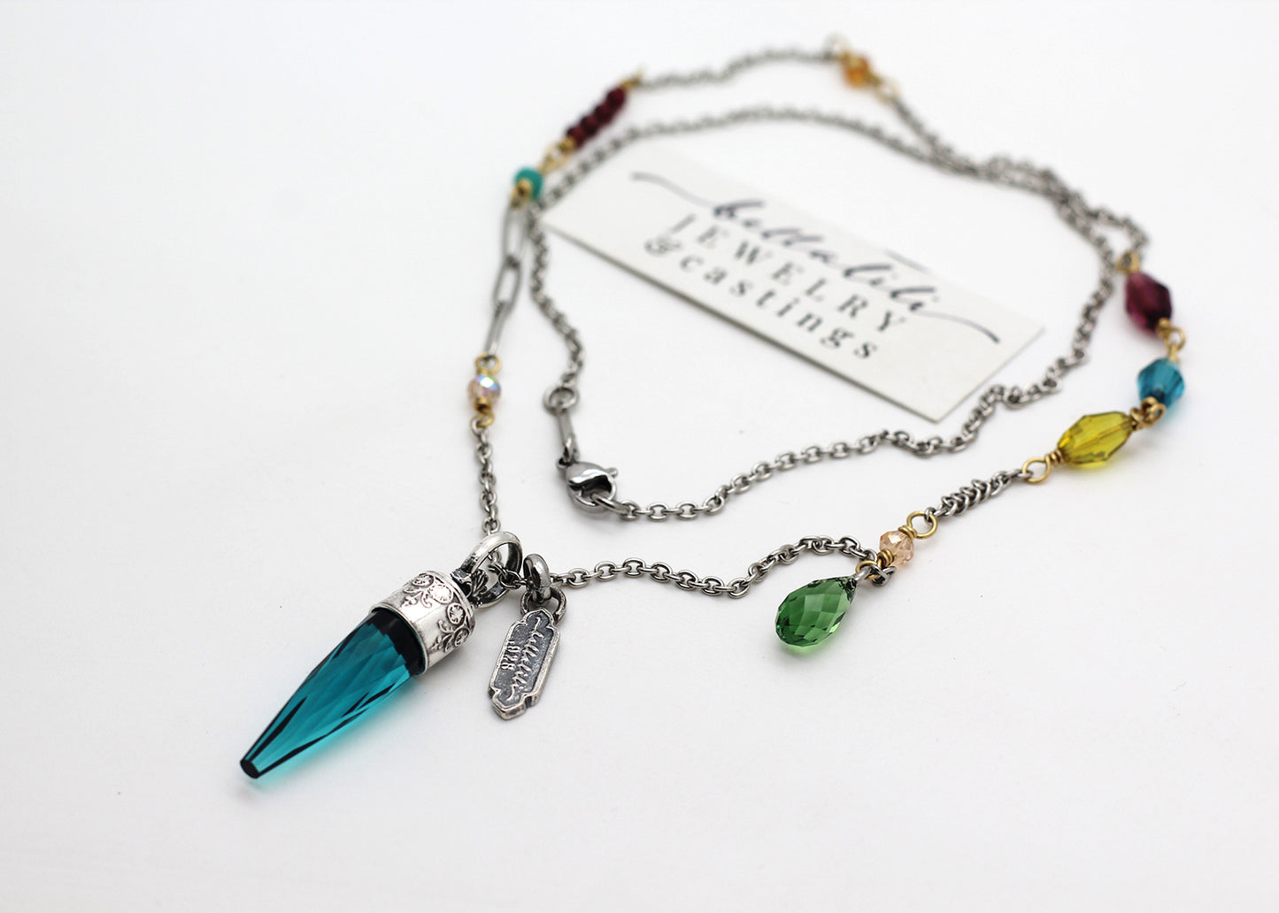 The Oracle in Blue, London Blue Crystal Point Sterling Necklace