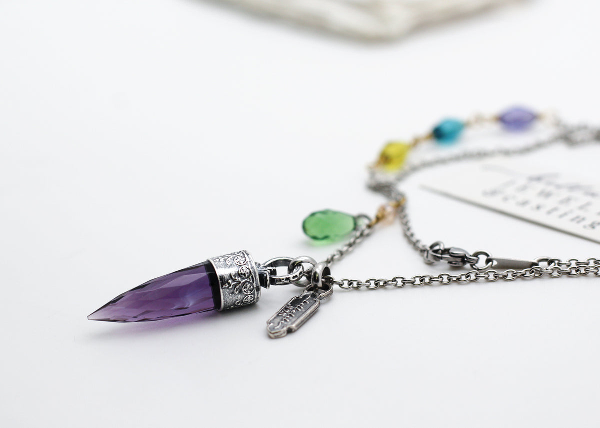 Ianthe Pendulum Necklace, 24" Sterling & Stainless