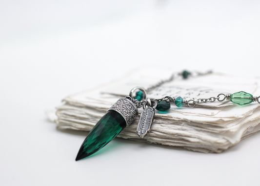 The Viridian Pendulum Necklace, 24" Sterling & Stainless