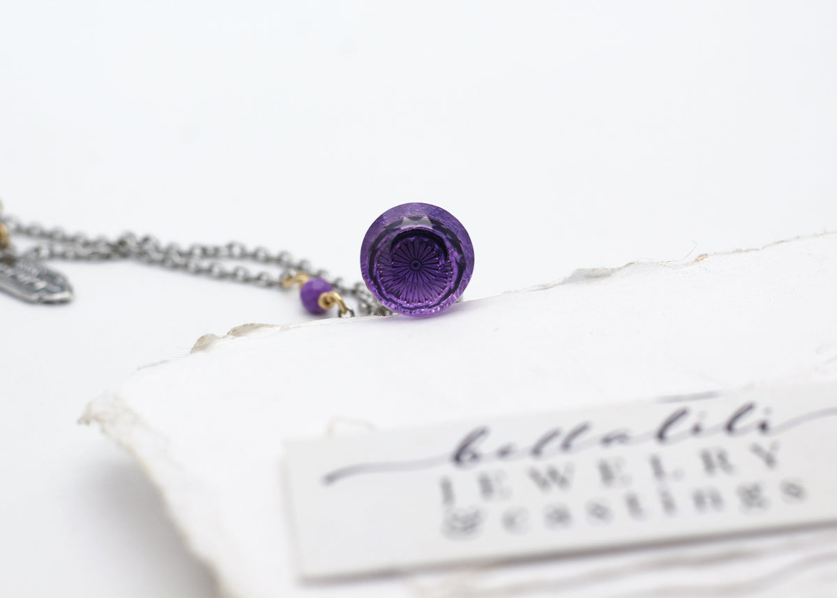 Violette de Bordeaux No. 2,  Natural Fantasy Cut Amethyst Pendulum Necklace