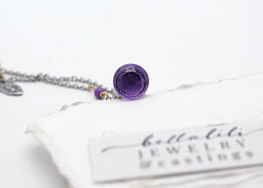 Violette de Bordeaux No. 2,  Natural Fantasy Cut Amethyst Pendulum Necklace