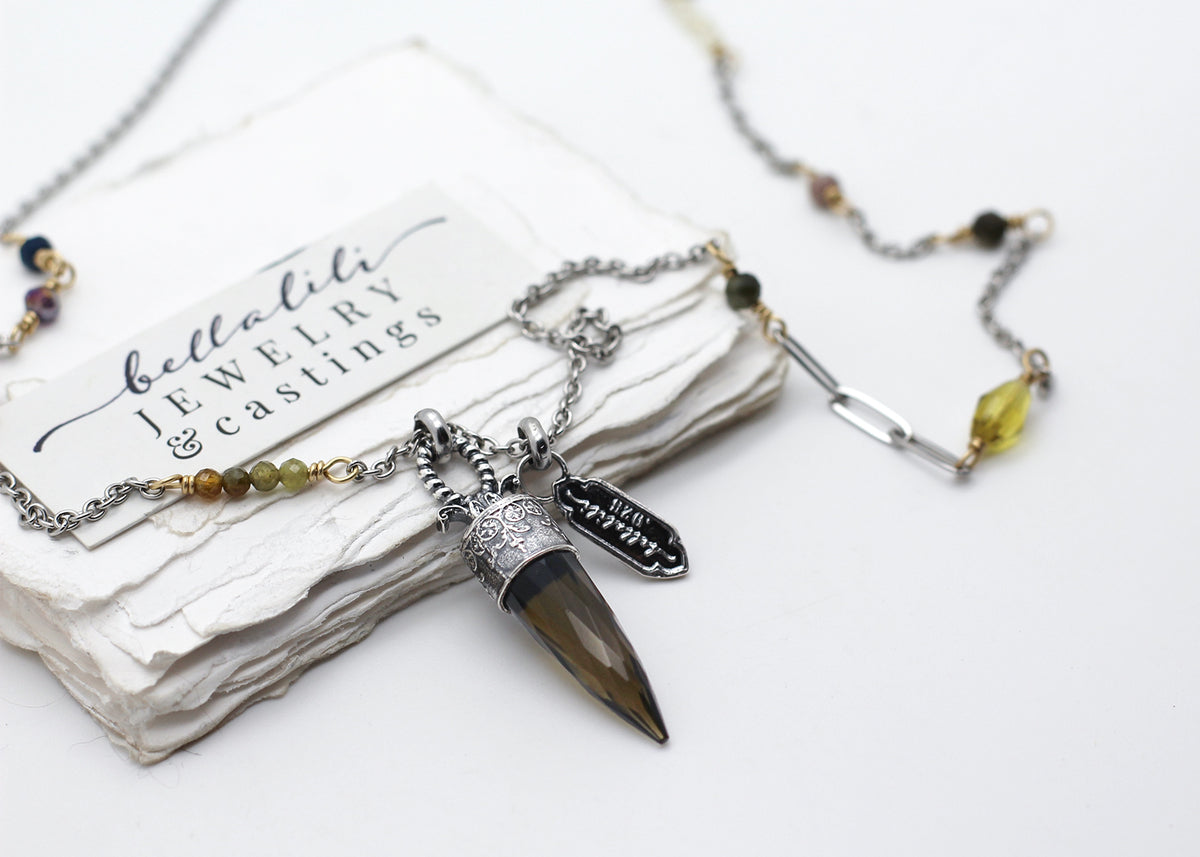 The Oracle of Whispered Secrets, smoky quartz crystal point necklace
