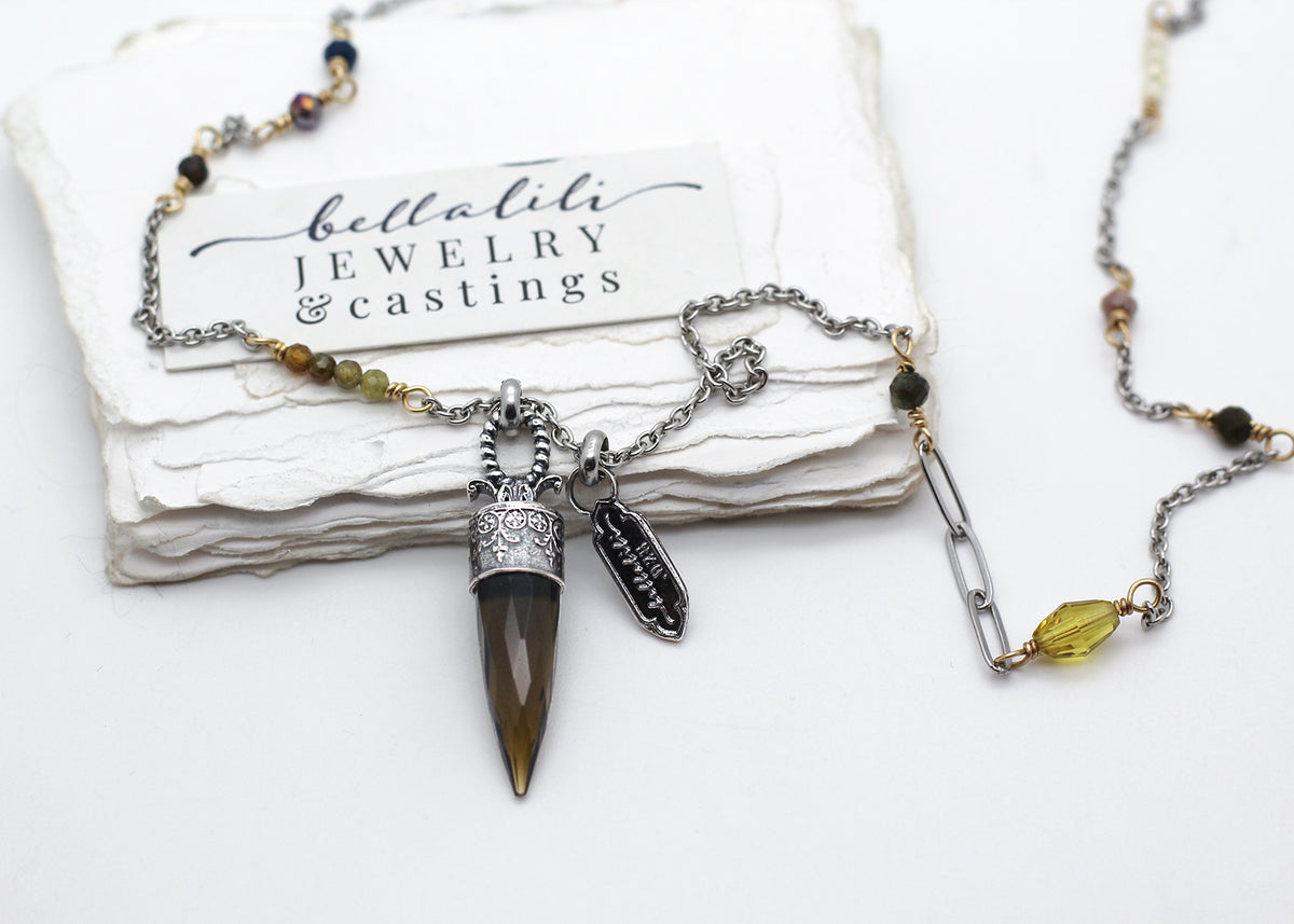 The Oracle of Whispered Secrets, smoky quartz crystal point necklace