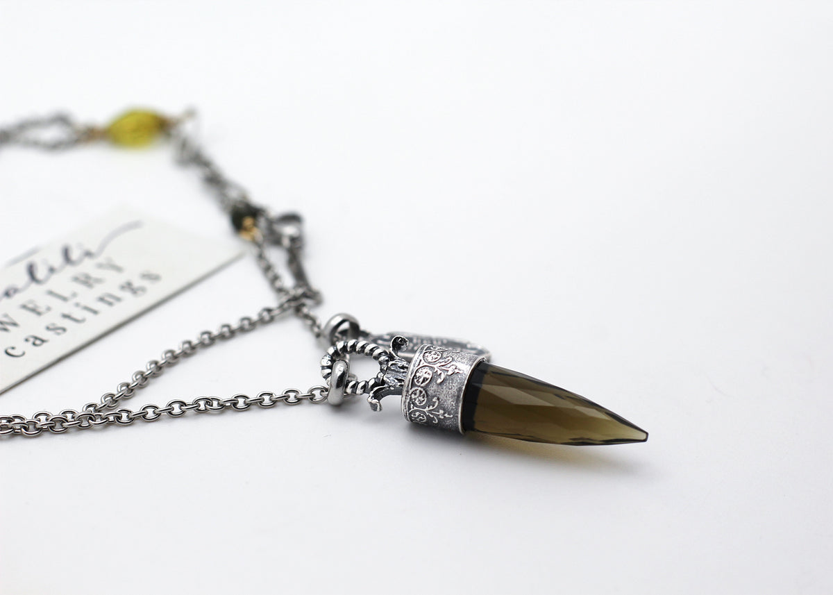 The Oracle of Whispered Secrets, smoky quartz crystal point necklace