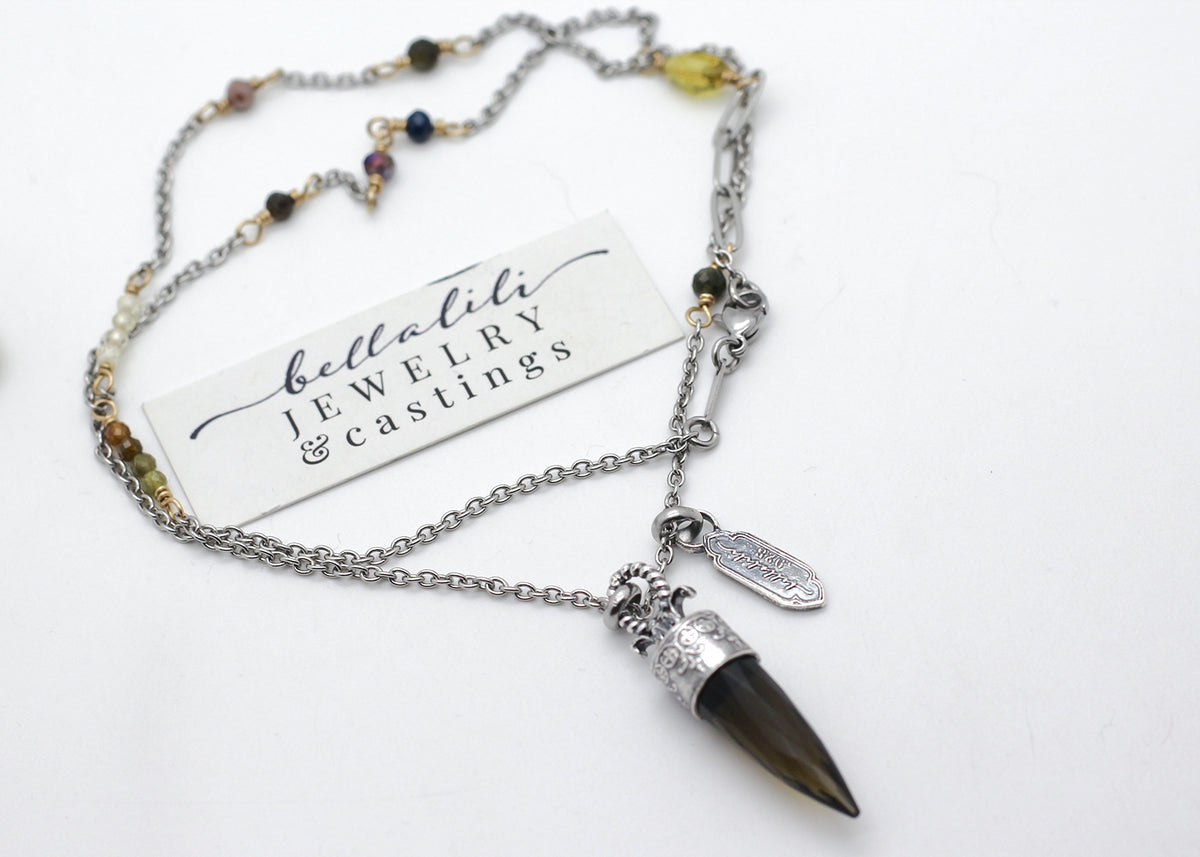 The Oracle of Whispered Secrets, smoky quartz crystal point necklace