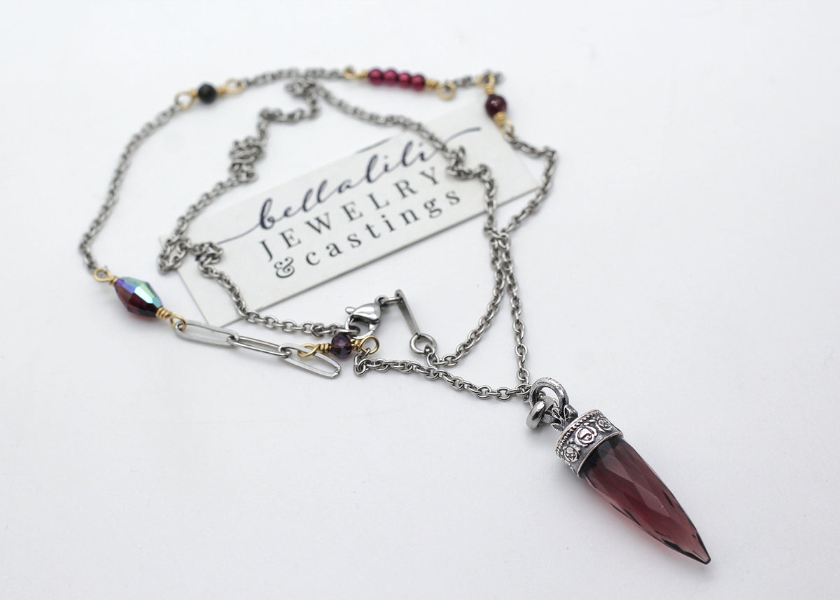 The Unwritten Vow, cool toned Blush Pendulum Necklace