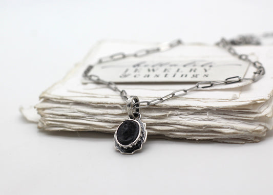 Mignonette | Vintage Black Glass Mourning Cameo Necklace