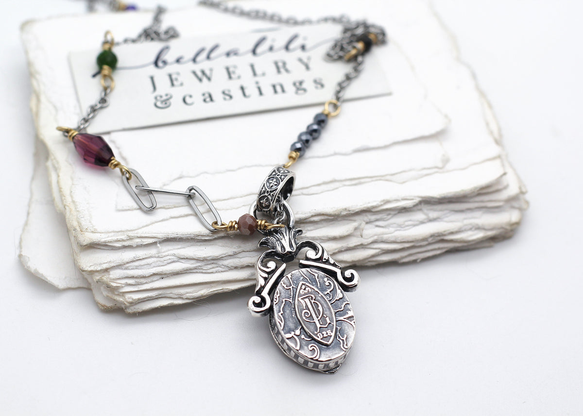 Hortense | Vintage Black Glass Mourning Cameo Shadowbox Necklace