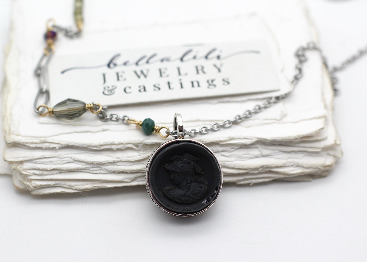 Poucette | Antique Minerva Cameo Convertible Keepsake Necklace