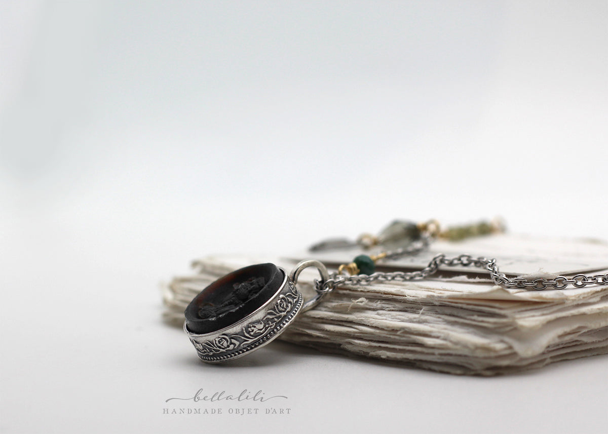 Poucette | Antique Minerva Cameo Convertible Keepsake Necklace