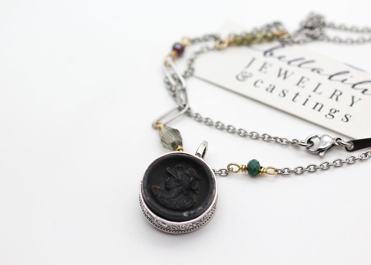 Poucette | Antique Minerva Cameo Convertible Keepsake Necklace
