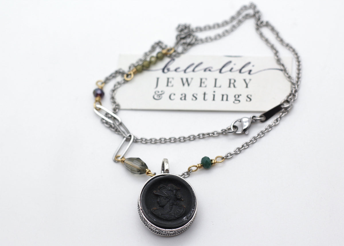 Poucette | Antique Minerva Cameo Convertible Keepsake Necklace