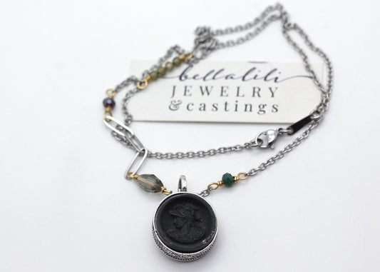 Poucette | Antique Minerva Cameo Convertible Keepsake Necklace