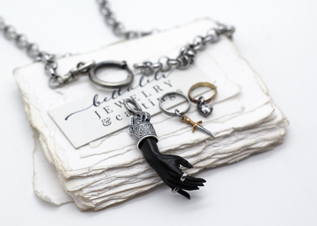 Ygraine, Dark Witch Hand, 18" Sterling Silver handmade Necklace