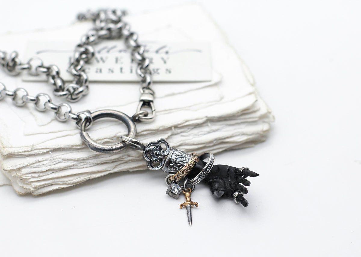 Ygraine, Dark Witch Hand, 18" Sterling Silver handmade Necklace
