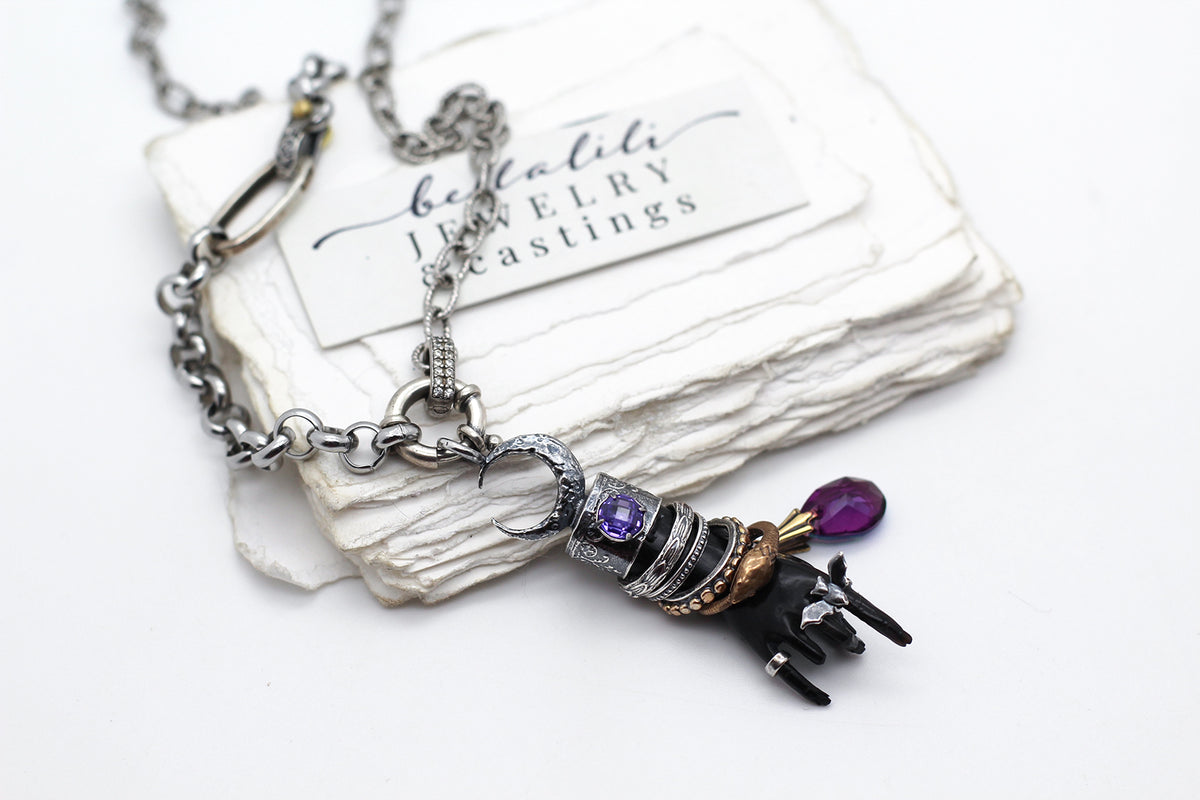 Melisandra, Dark Witch Hand 22" Sterling Necklace