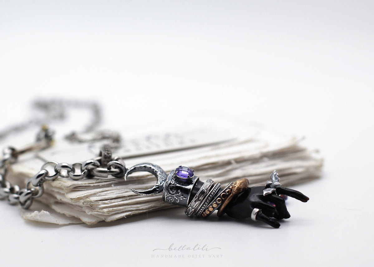 Melisandra, Dark Witch Hand 22" Sterling Necklace