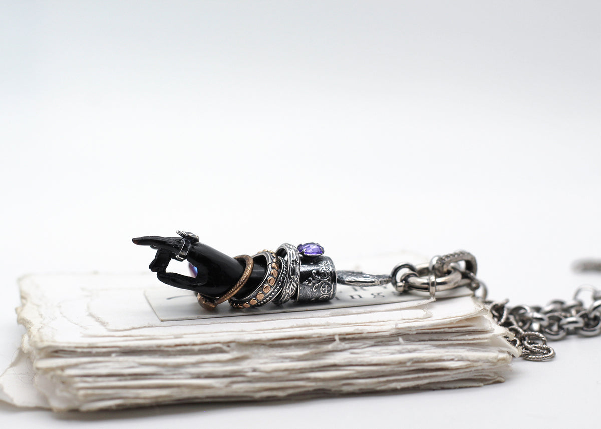 Melisandra, Dark Witch Hand 22" Sterling Necklace