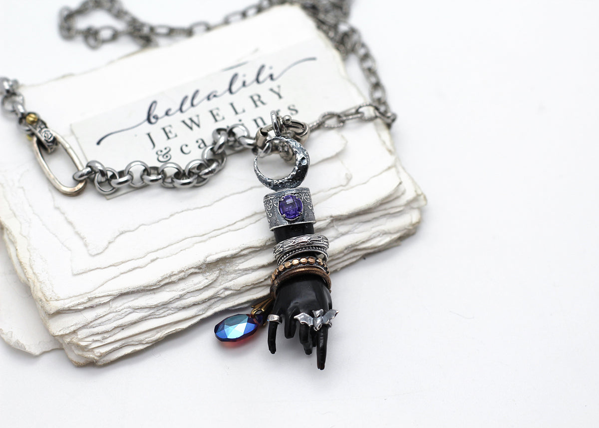 Melisandra, Dark Witch Hand 22" Sterling Necklace
