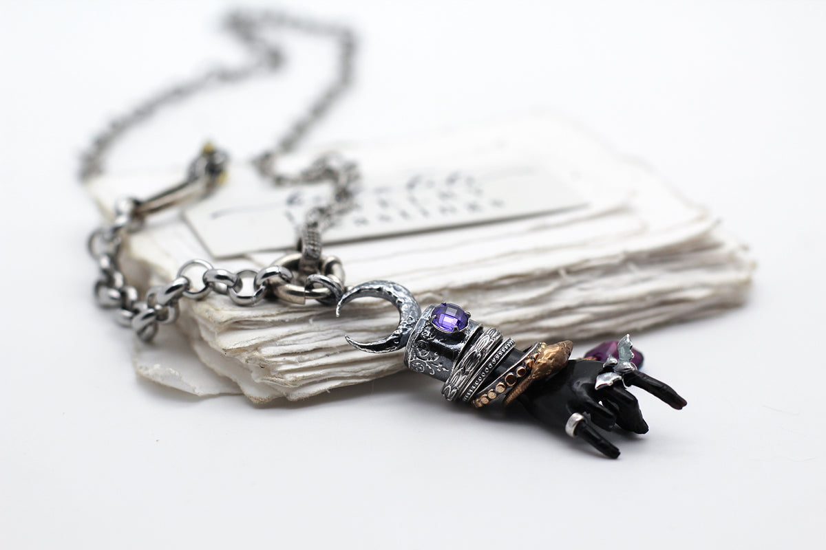 Melisandra, Dark Witch Hand 22" Sterling Necklace
