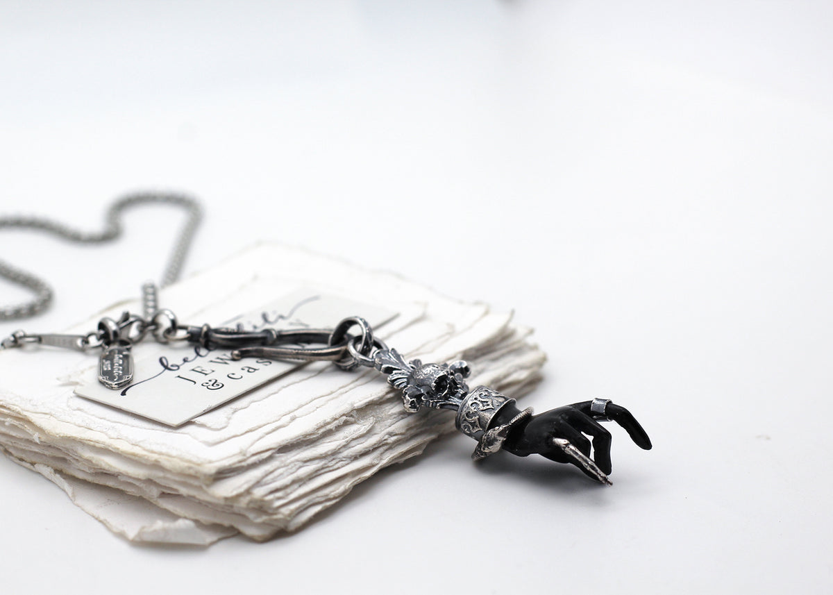 Mallt, Dark Witch Hand, 26" Sterling Necklace