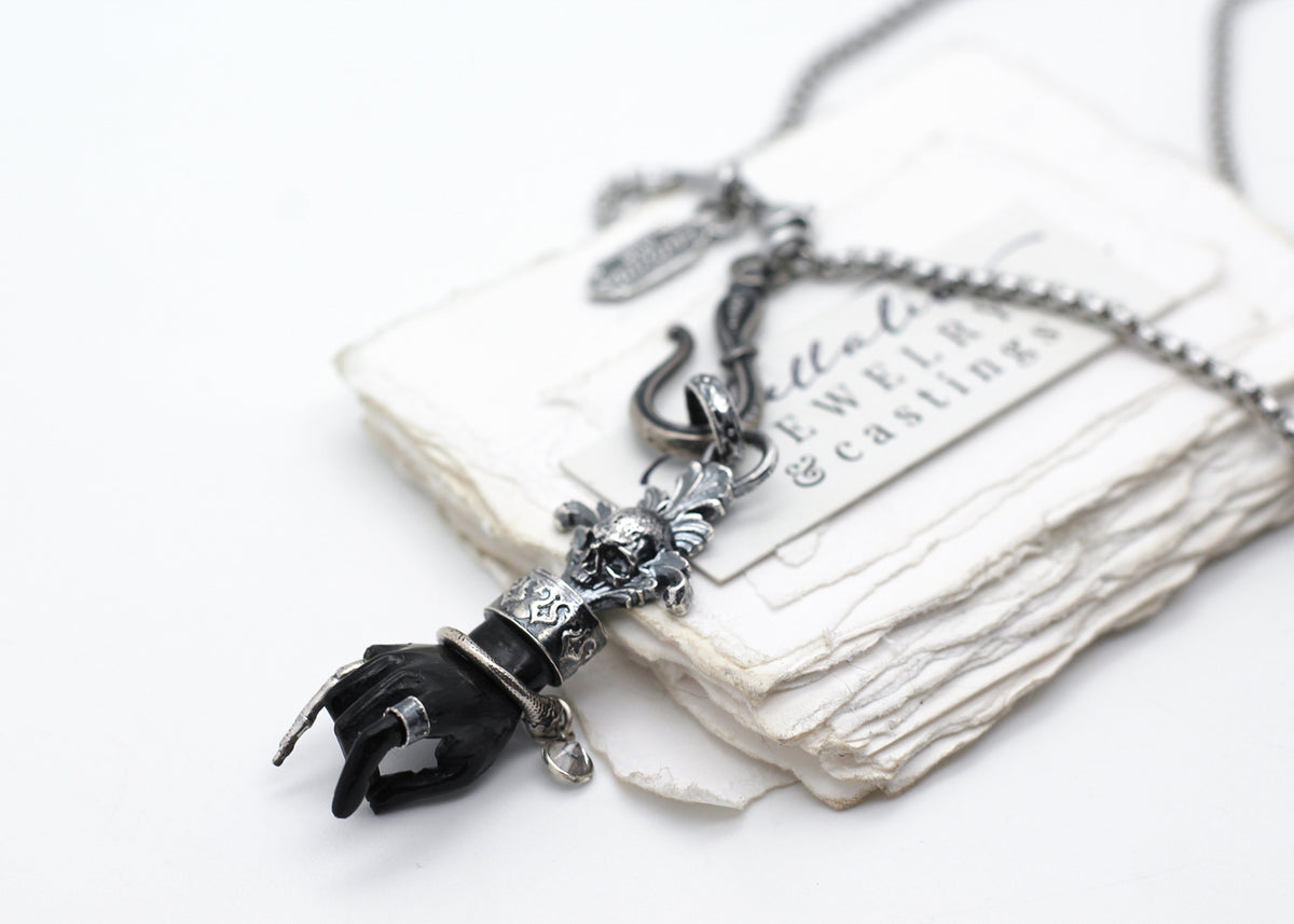 Mallt, Dark Witch Hand, 26" Sterling Necklace