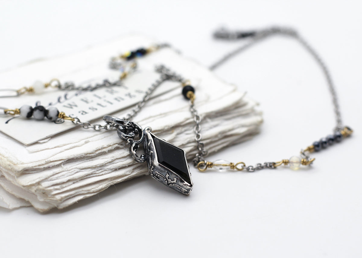 Ariancelli, Golden Sheen Obsidian Harlequin Sterling Necklace
