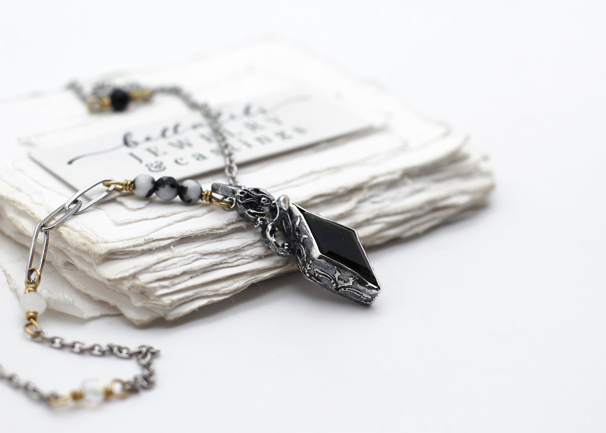 Ariancelli, Golden Sheen Obsidian Harlequin Sterling Necklace
