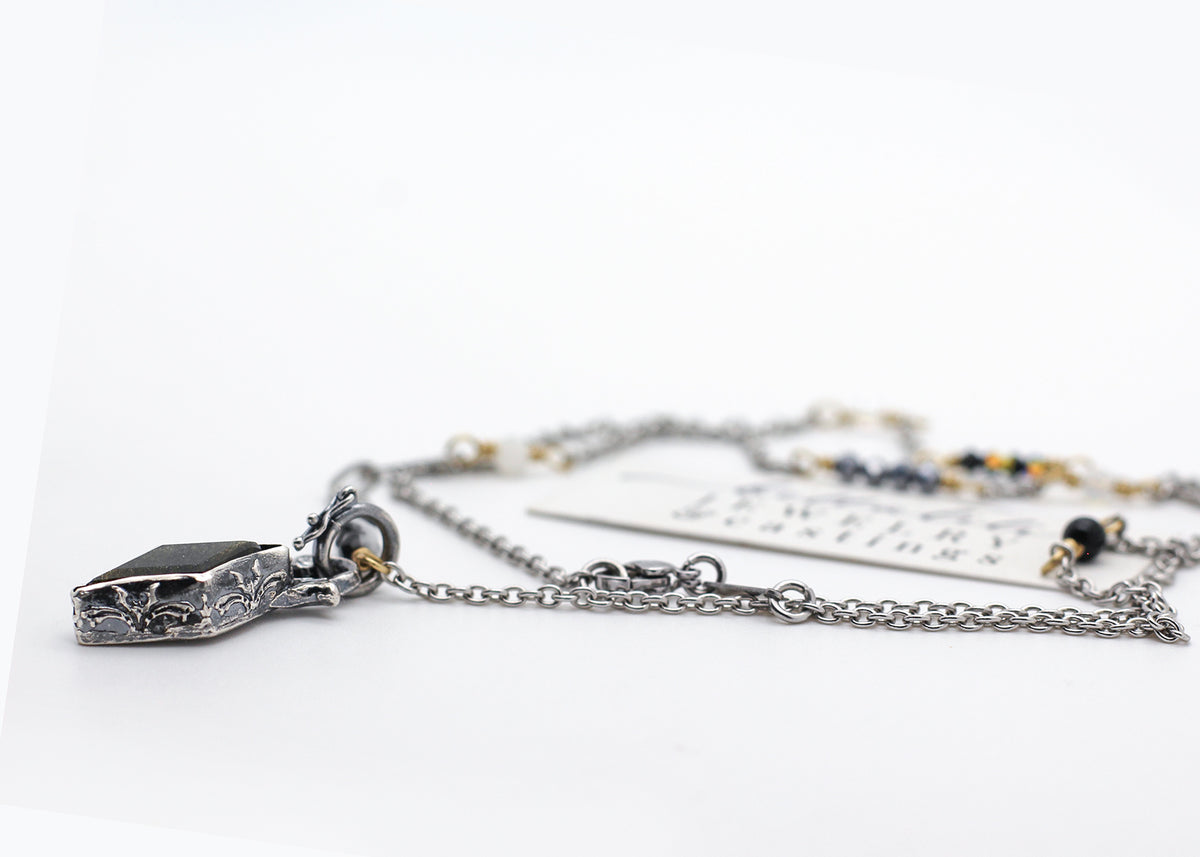 Ariancelli, Golden Sheen Obsidian Harlequin Sterling Necklace