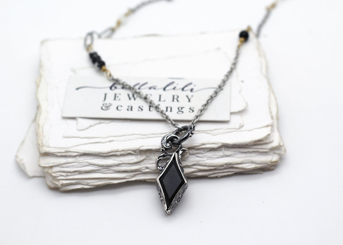 Ariancelli, Golden Sheen Obsidian Harlequin Sterling Necklace
