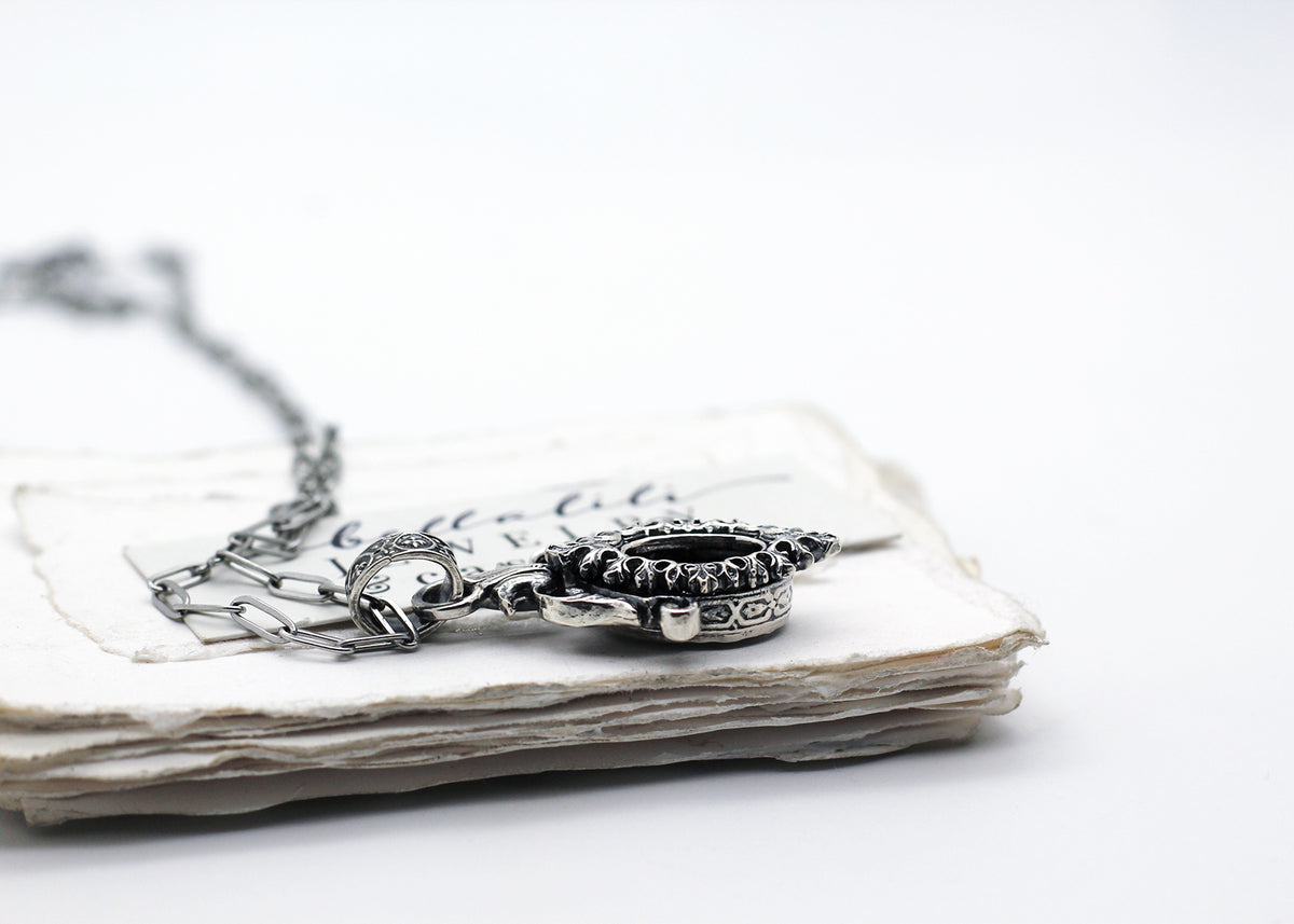 Azriella, Sterling Silver Skull Shadowbox Necklace