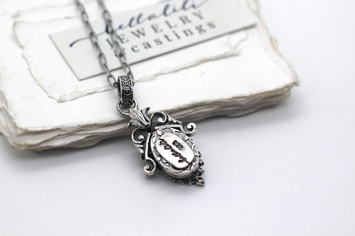 Azriella, Sterling Silver Skull Shadowbox Necklace