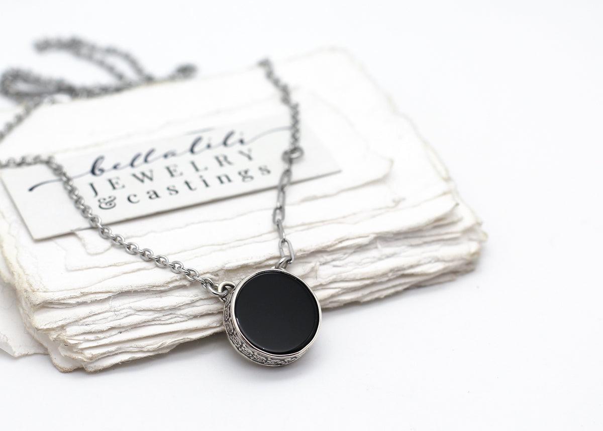 Witch's Glass, Black Onyx Scrying Mirror Necklace