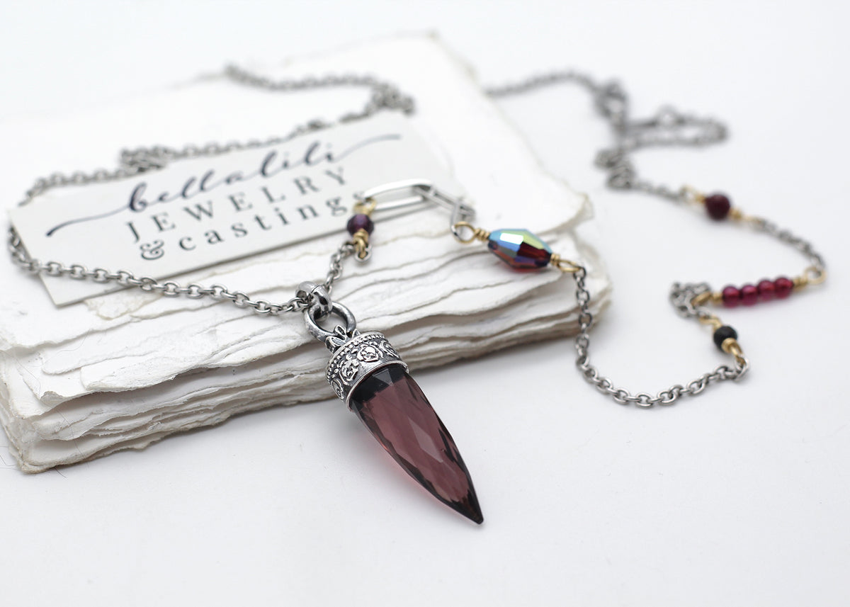The Unwritten Vow, cool toned Blush Pendulum Necklace