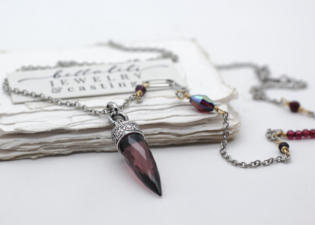 The Unwritten Vow, cool toned Blush Pendulum Necklace